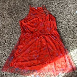 Red Halter Top Floral Dress